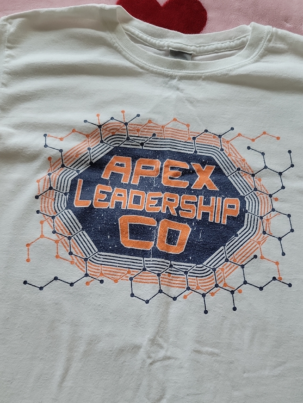 Gildan White Tee with Navy & Orange Apex Leadership Logo - Picture 3 of 6